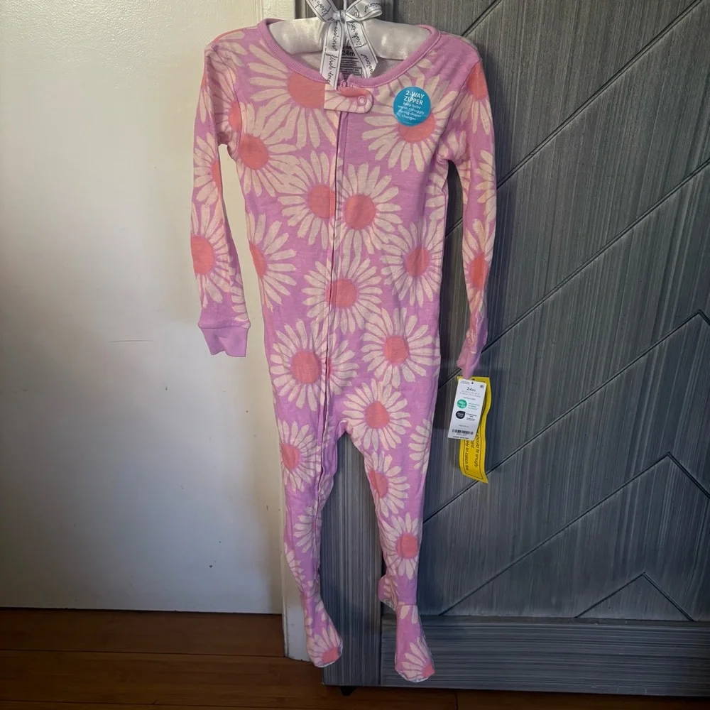 NWT Carter's One Piece Sunflower 100% Snug Fit Cotton Footie Pajamas Purple 24M
